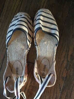 Soludos Striped Espadrilles with Ankle Tie